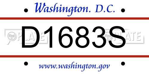 D1683S District Of Columbia License Plate