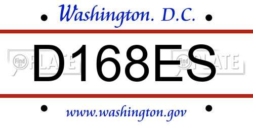 D168ES District Of Columbia License Plate