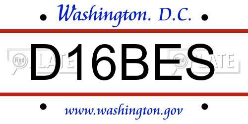 D16BES District Of Columbia License Plate