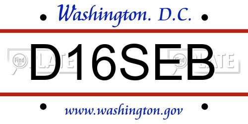 D16SEB District Of Columbia License Plate