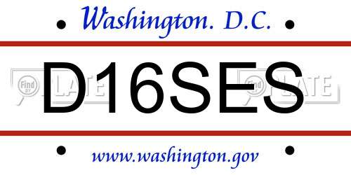 D16SES District Of Columbia License Plate
