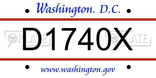 D1740X District Of Columbia License Plate