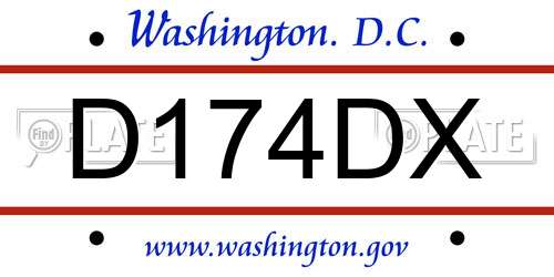 D174DX District Of Columbia License Plate