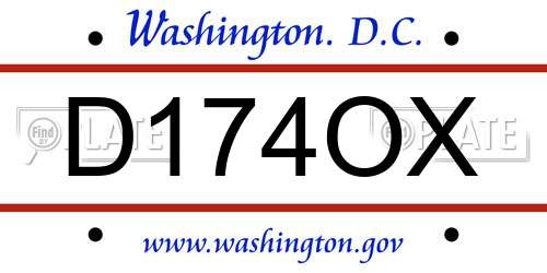 D174OX District Of Columbia License Plate