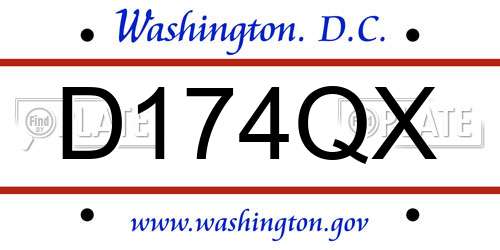 D174QX District Of Columbia License Plate