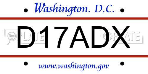 D17ADX District Of Columbia License Plate