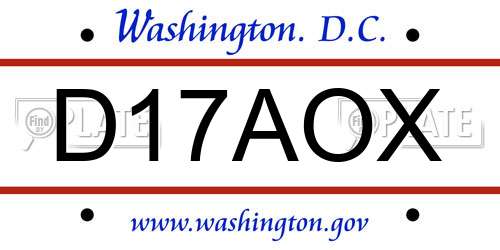 D17AOX District Of Columbia License Plate