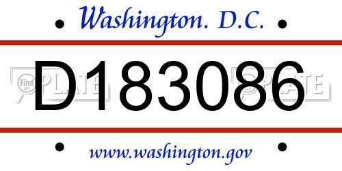 D183086 District Of Columbia License Plate