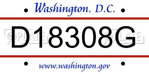 D18308G District Of Columbia License Plate