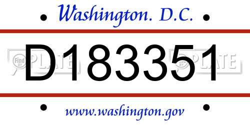D183351 District Of Columbia License Plate