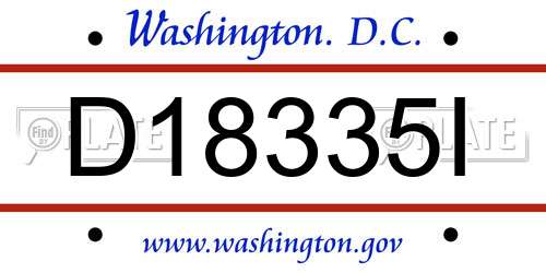 D18335I District Of Columbia License Plate