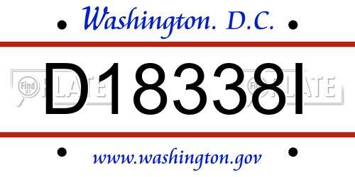 D18338I District Of Columbia License Plate