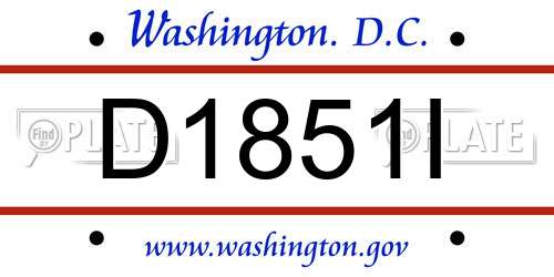 D1851I District Of Columbia License Plate