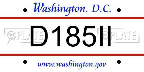 D185II District Of Columbia License Plate