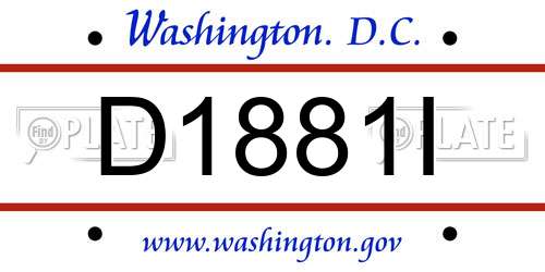 D1881I District Of Columbia License Plate