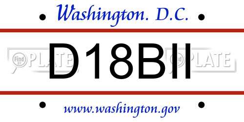 D18BII District Of Columbia License Plate