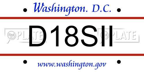 D18SII District Of Columbia License Plate
