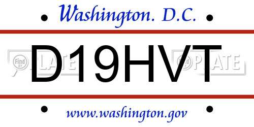 D19HVT District Of Columbia License Plate