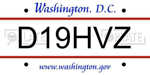 D19HVZ District Of Columbia License Plate