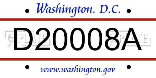 D20008A District Of Columbia License Plate