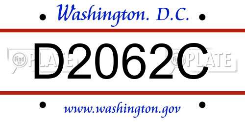 D2062C District Of Columbia License Plate