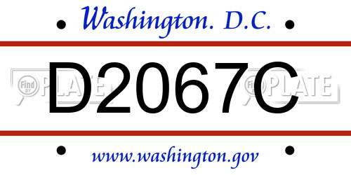 D2067C District Of Columbia License Plate