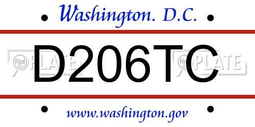 D206TC District Of Columbia License Plate