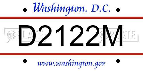 D2122M District Of Columbia License Plate