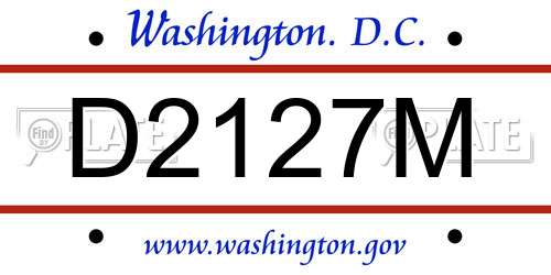 D2127M District Of Columbia License Plate