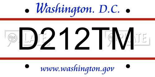 D212TM District Of Columbia License Plate