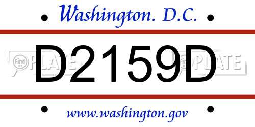 D2159D District Of Columbia License Plate