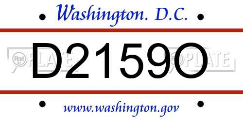 D2159O District Of Columbia License Plate