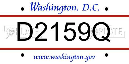 D2159Q District Of Columbia License Plate