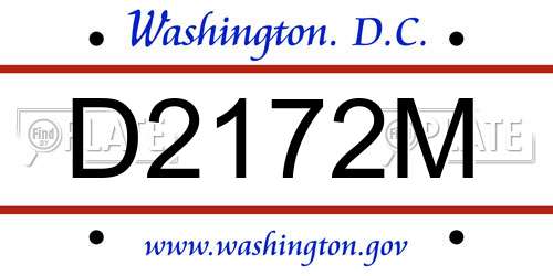 D2172M District Of Columbia License Plate
