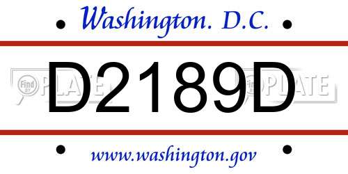 D2189D District Of Columbia License Plate