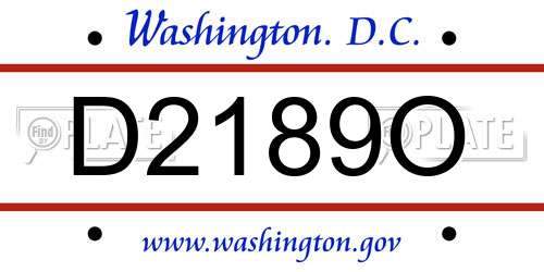D2189O District Of Columbia License Plate