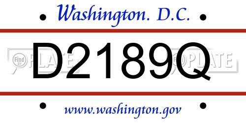 D2189Q District Of Columbia License Plate
