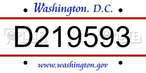 D219593 District Of Columbia License Plate