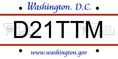 D21TTM District Of Columbia License Plate