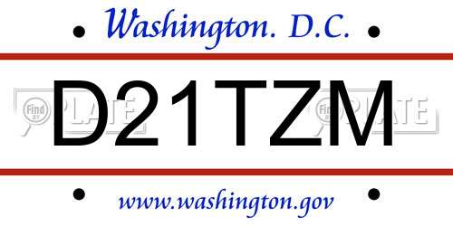 D21TZM District Of Columbia License Plate