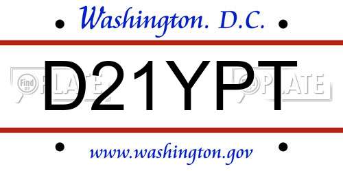D21YPT District Of Columbia License Plate