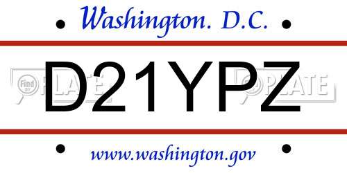 D21YPZ District Of Columbia License Plate