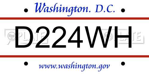 D224WH District Of Columbia License Plate
