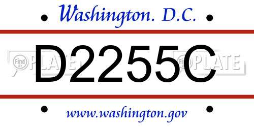 D2255C District Of Columbia License Plate