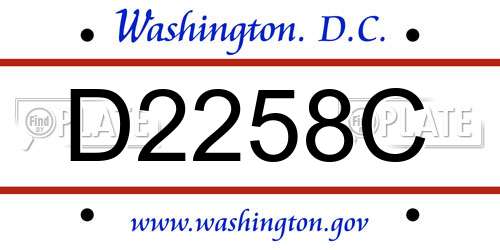 D2258C District Of Columbia License Plate