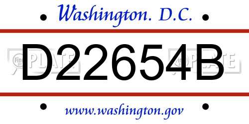 D22654B District Of Columbia License Plate