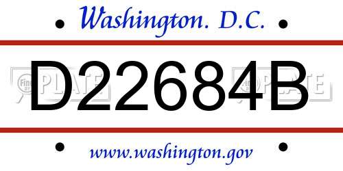 D22684B District Of Columbia License Plate