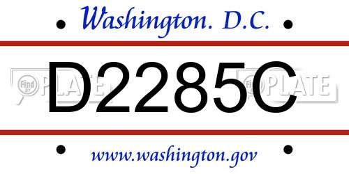 D2285C District Of Columbia License Plate