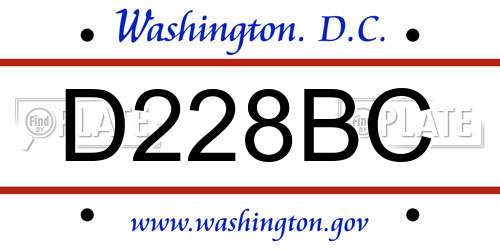 D228BC District Of Columbia License Plate