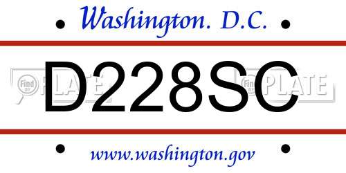 D228SC District Of Columbia License Plate